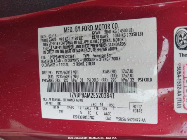 1ZVBP8AM2E5203841 Ford Mustang V6