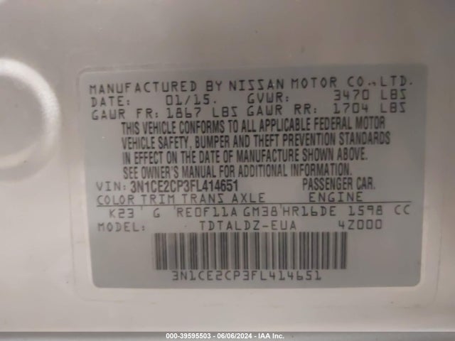 Nissan Versa Note S (sr)/s Plus/sl/sr/sv 2015 3N1CE2CP3FL414651 Image 9