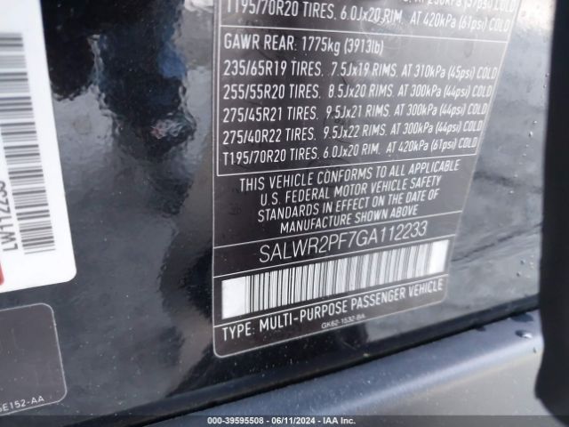 SALWR2PF7GA112233 Land Rover Range Rover Sport 3.0l V6 Supercharged Hse