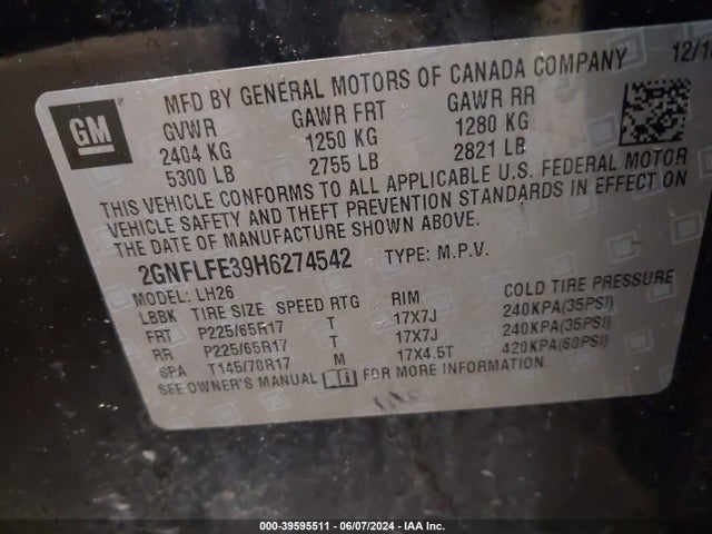 Chevrolet EQUINOX LT 2017 2GNFLFE39H6274542 Image 9