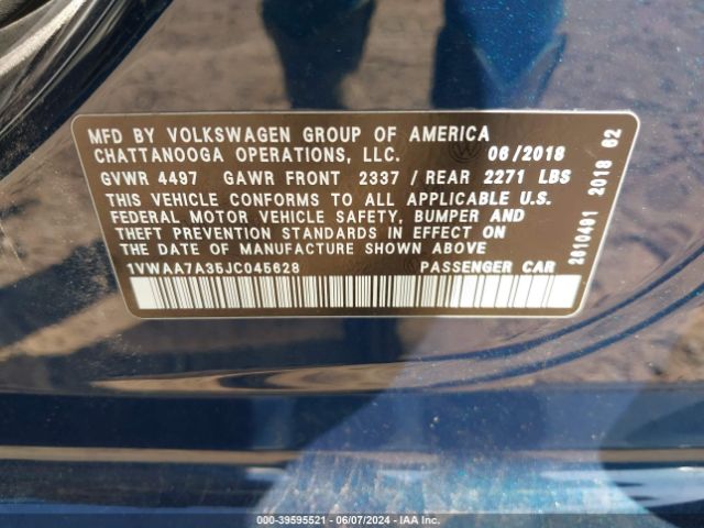 1VWAA7A35JC045628 Volkswagen Passat 2.0t R-line/2.0t S