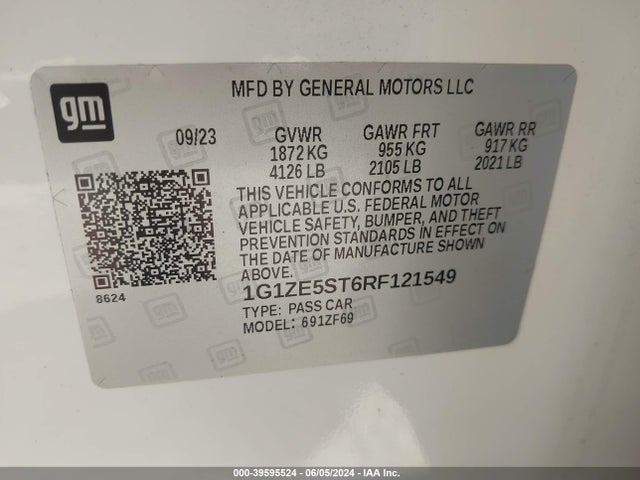 Chevrolet MALIBU LT 2024 1G1ZE5ST6RF121549 Image 9