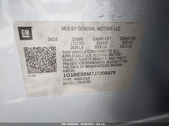 Chevrolet Cruze Lt Auto 2018 1G1BE5SM7J7208479 Image 9