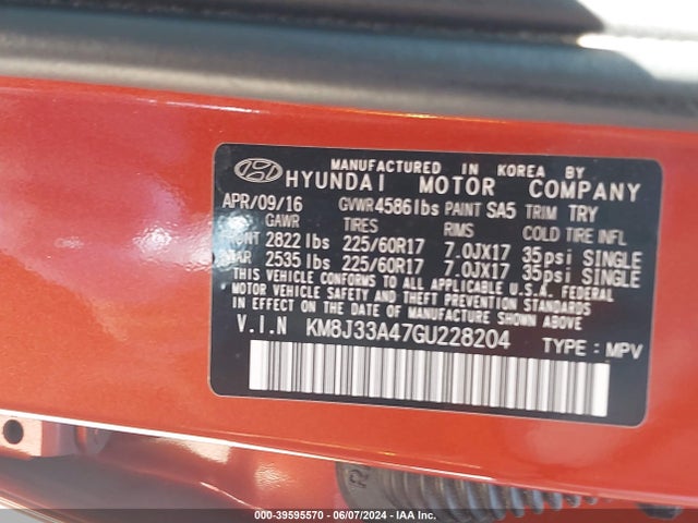 Hyundai TUCSON SE 2016 KM8J33A47GU228204 Image 9
