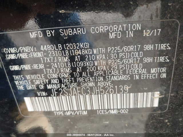 JF2SJAEC3JH526139 Subaru Forester 2.5i Premium