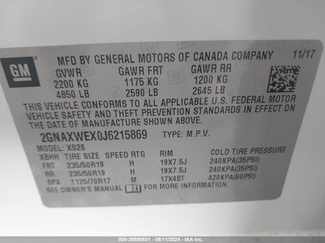 Chevrolet Equinox Premier 2018 2GNAXWEX0J6215869 Image 9
