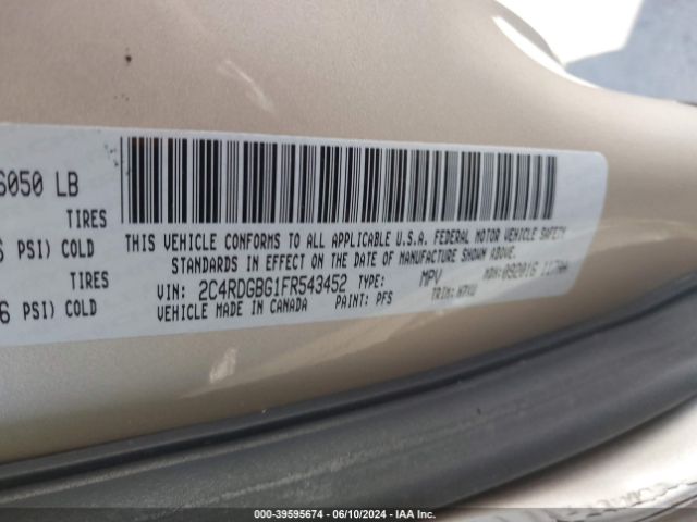2C4RDGBG1FR543452 Dodge Grand Caravan American Value Pkg