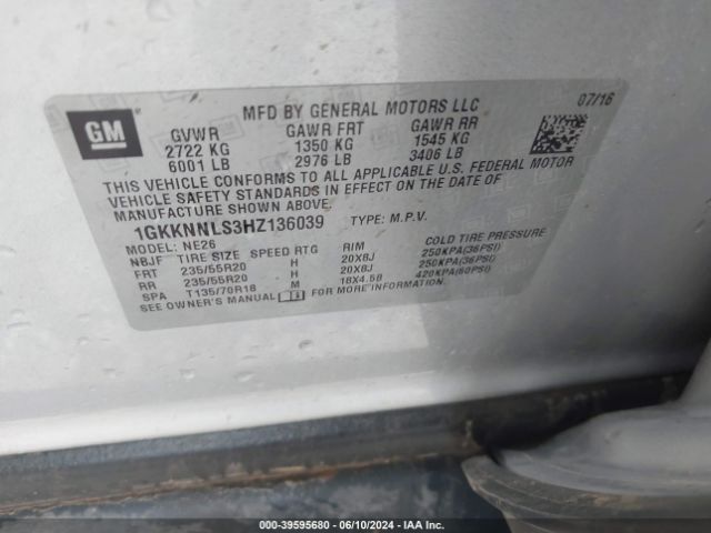 1GKKNNLS3HZ136039 GMC Acadia Slt-2