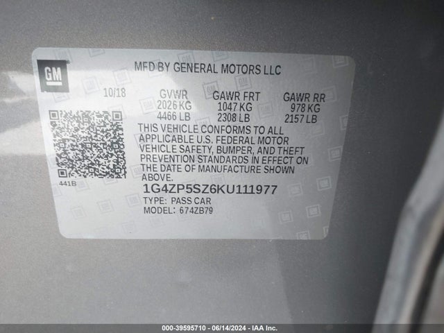 1G4ZP5SZ6KU111977 Buick Lacrosse Fwd Essence