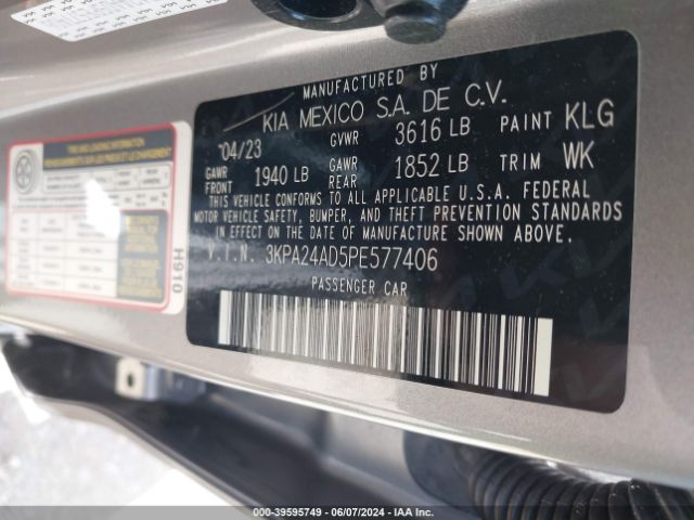 3KPA24AD5PE577406 KIA RIO S