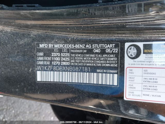 W1KZF8DBXNB087181 Mercedes-Benz E 350
