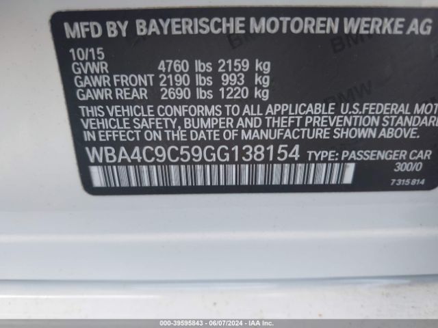 WBA4C9C59GG138154 BMW 428i Gran Coupe Xdrive