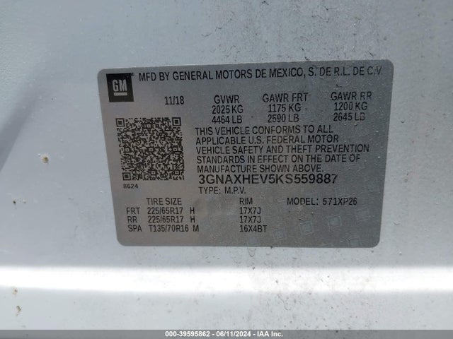 Chevrolet EQUINOX LS 2019 3GNAXHEV5KS559887 Image 9