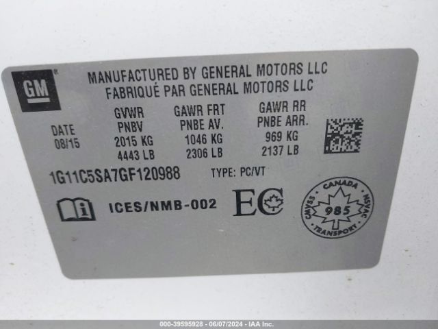 1G11C5SA7GF120988 Chevrolet Malibu Limited Lt