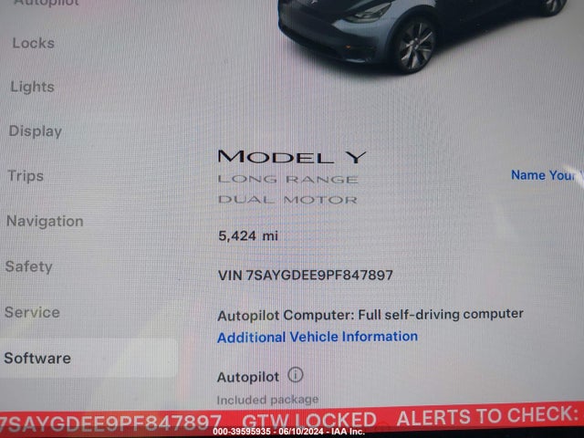 7SAYGDEE9PF847897 Tesla Model Y Awd/long Range Dual Motor All-wheel Drive