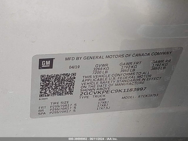 Chevrolet Silverado 1500 Ld Lt 2019 2GCVKPEC9K1183997 Image 9
