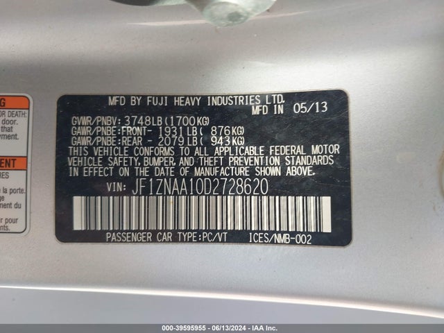 Aukcja sprzedaży 2013 Scion Fr-s, vin: JF1ZNAA10D2728620, numer aukcji: 39595955