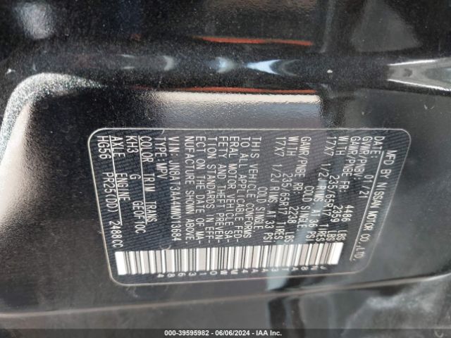 JN8AT3AA4MW013684 Nissan Rogue S Fwd