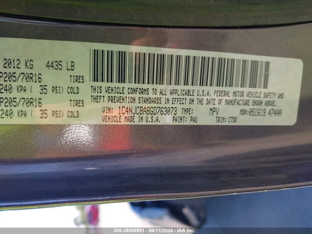 Jeep Compass Sport 2016 1C4NJCBA8GD763073 Image 9