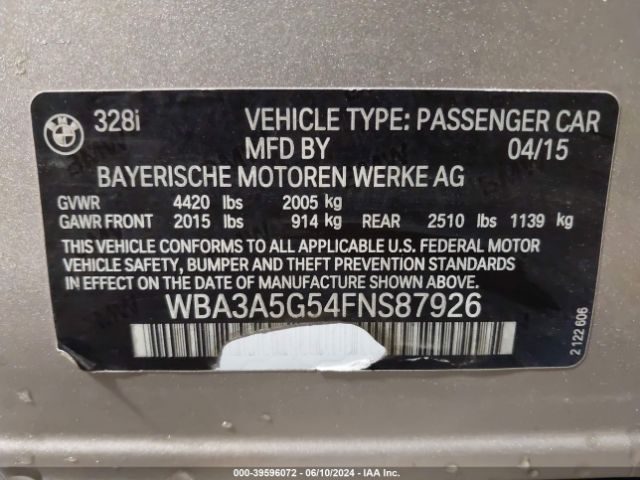 WBA3A5G54FNS87926 BMW 328I