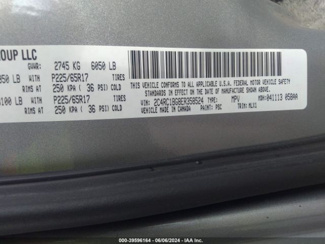 2C4RC1BG8ER358524 Chrysler Town & Country Touring