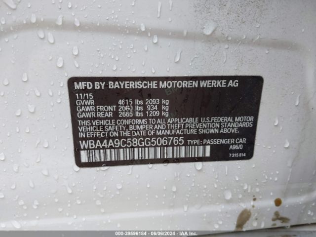 WBA4A9C58GG506765 BMW 428i Gran Coupe