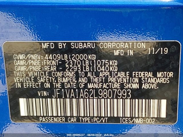 JF1VA1A62L9807993 Subaru WRX