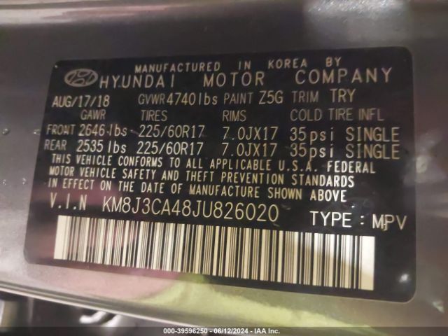 KM8J3CA48JU826020 Hyundai TUCSON SEL