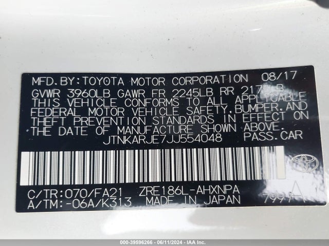 Toyota COROLLA IM 2018 JTNKARJE7JJ554048 Image 9
