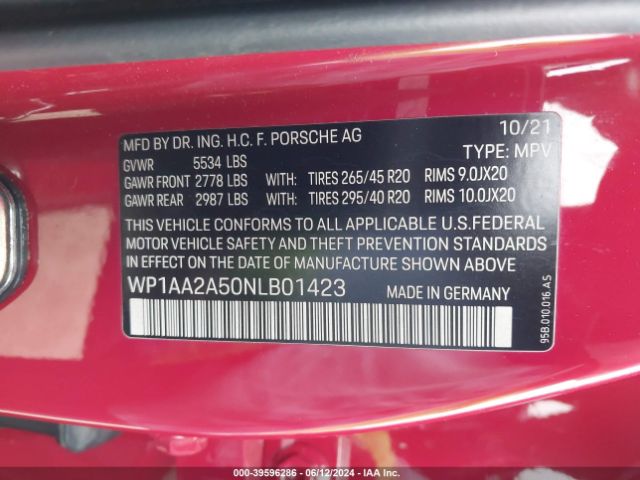 WP1AA2A50NLB01423 Porsche Macan