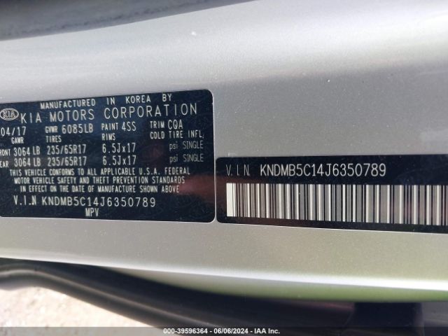 KNDMB5C14J6350789 KIA SEDONA LX