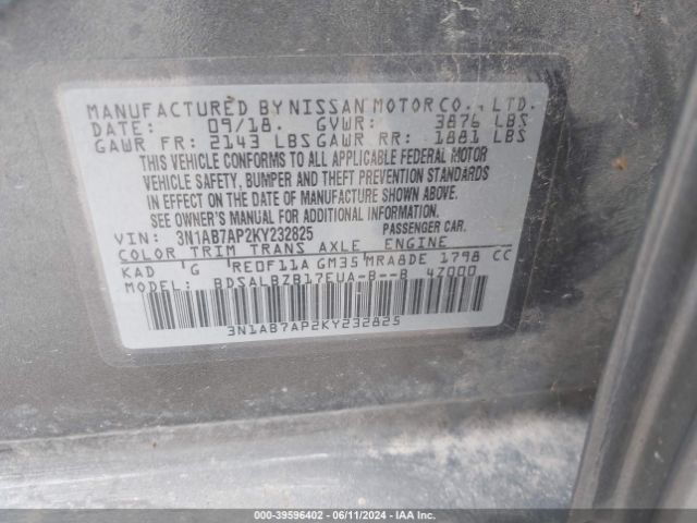 3N1AB7AP2KY232825 Nissan SENTRA S