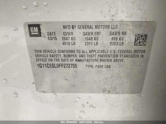 Chevrolet MALIBU 1LT 2015 1G11C5SL9FF272755 Image 9