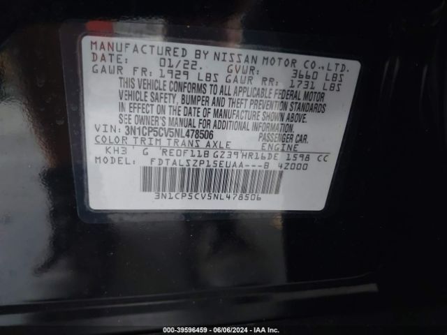 3N1CP5CV5NL478506 Nissan Kicks Sv Xtronic Cvt