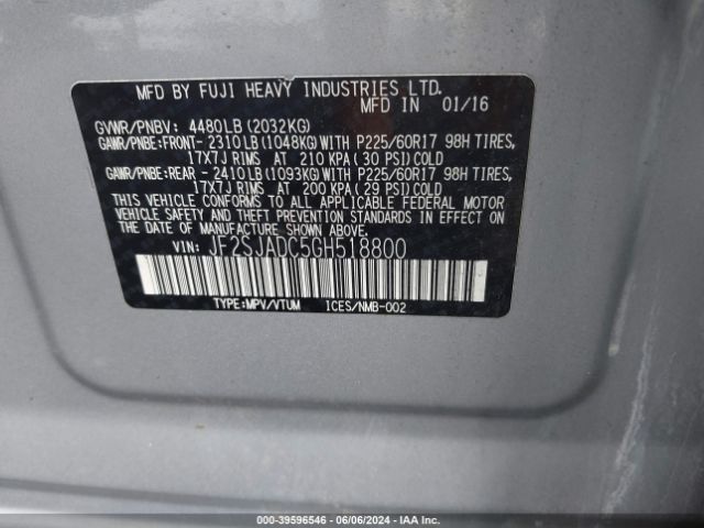 JF2SJADC5GH518800 Subaru Forester 2.5i Premium