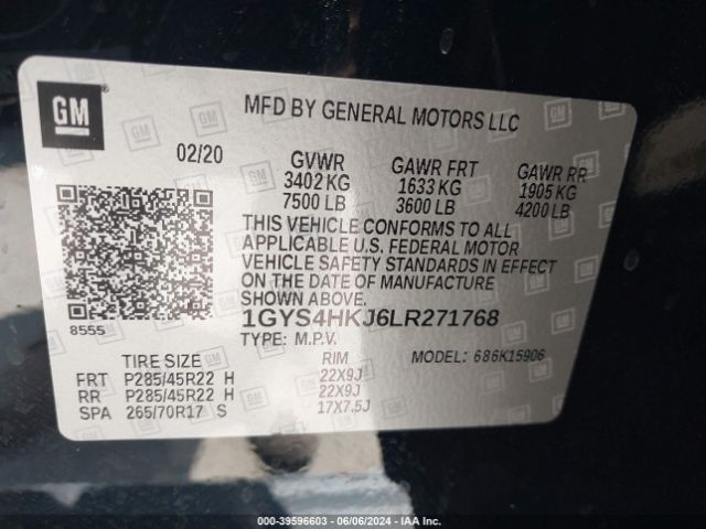 1GYS4HKJ6LR271768 Cadillac Escalade Esv 4wd Luxury