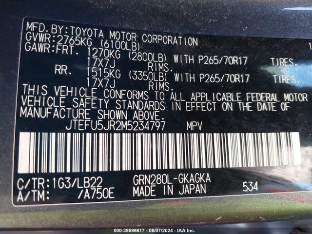 Toyota 4runner Sr5 Premium 2021 JTEFU5JR2M5234797 Image 9