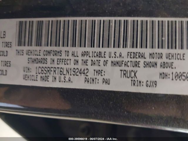 1C6SRFRT6LN192442 RAM 1500 Laramie  4x4 6'4 Box