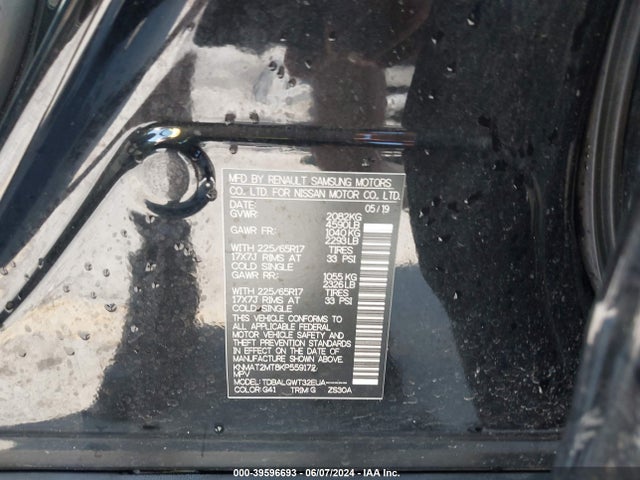 Nissan ROGUE SV 2019 KNMAT2MT8KP559172 Image 9