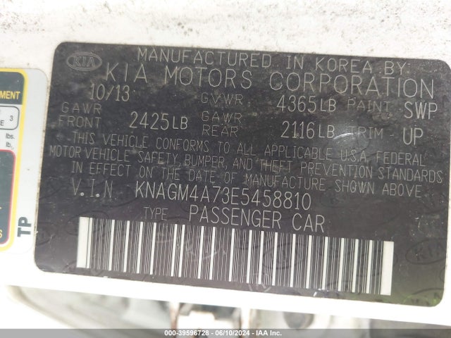 KIA Optima Lx 2014 KNAGM4A73E5458810 Image 9