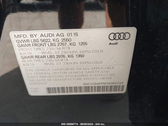 2015 AUDI Q5 HYBRID WA1C8AFPXFA089749 Photo 8