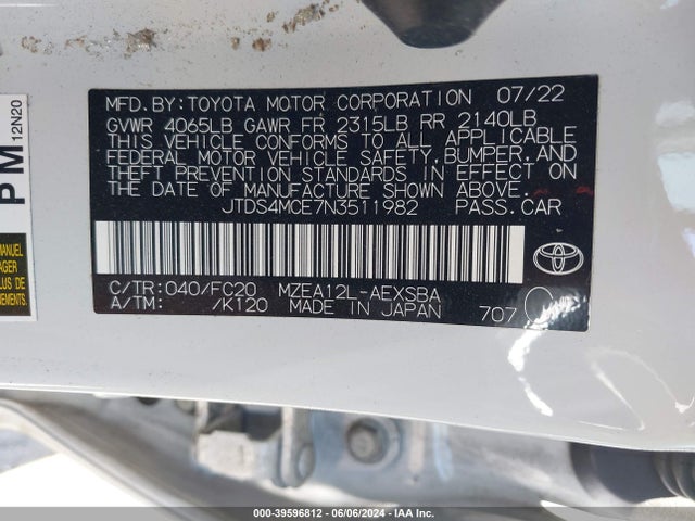 Toyota COROLLA SE 2022 JTDS4MCE7N3511982 Image 9