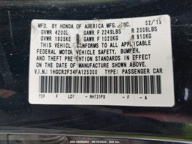1HGCR2F34FA125300 Honda ACCORD LX