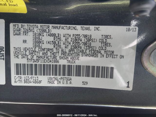 5TFDW5F11EX341886 Toyota Tundra Sr5 5.7l V8