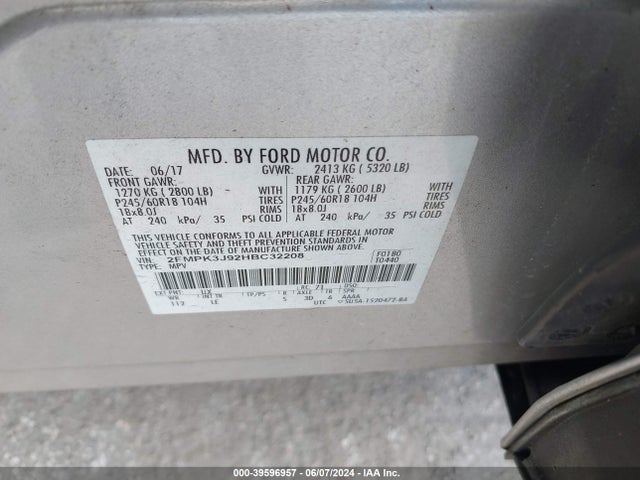 Ford EDGE SEL 2017 2FMPK3J92HBC32208 Image 9