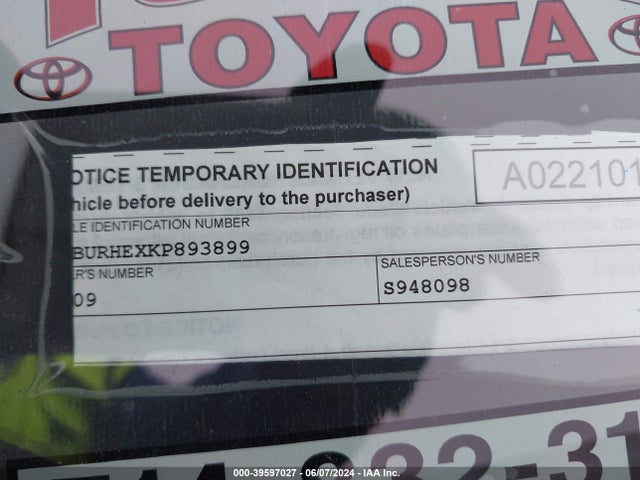 Toyota COROLLA LE 2019 5YFBURHEXKP893899 Image 9