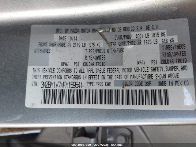 Mazda Mazda3 I Touring 2015 3MZBM1V7XFM159541 Image 9