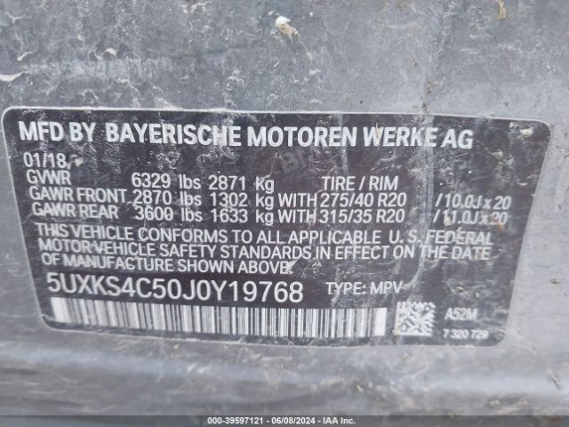 5UXKS4C50J0Y19768 BMW X5 Xdrive35d