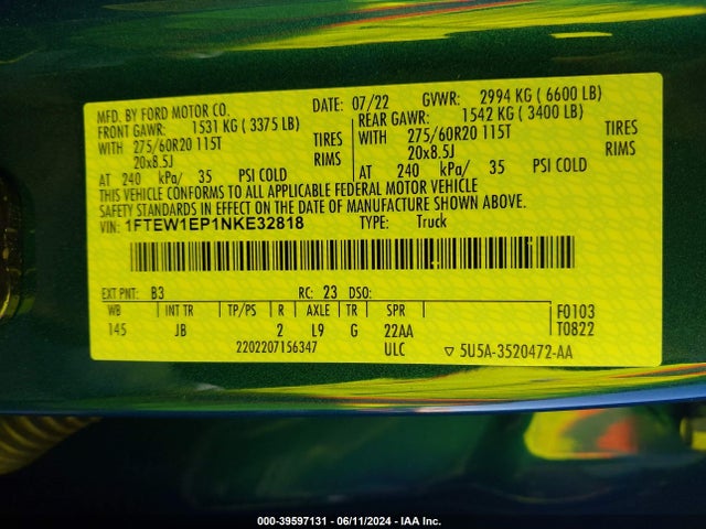 Ford F-150 Xl 2022 1FTEW1EP1NKE32818 Image 9