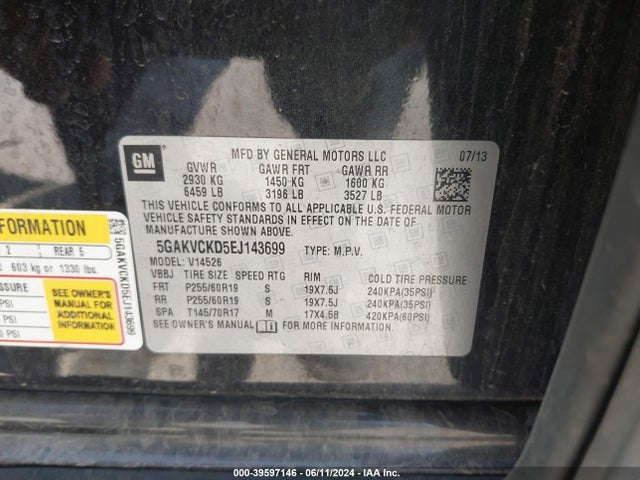 5GAKVCKD5EJ143699 Buick Enclave Premium